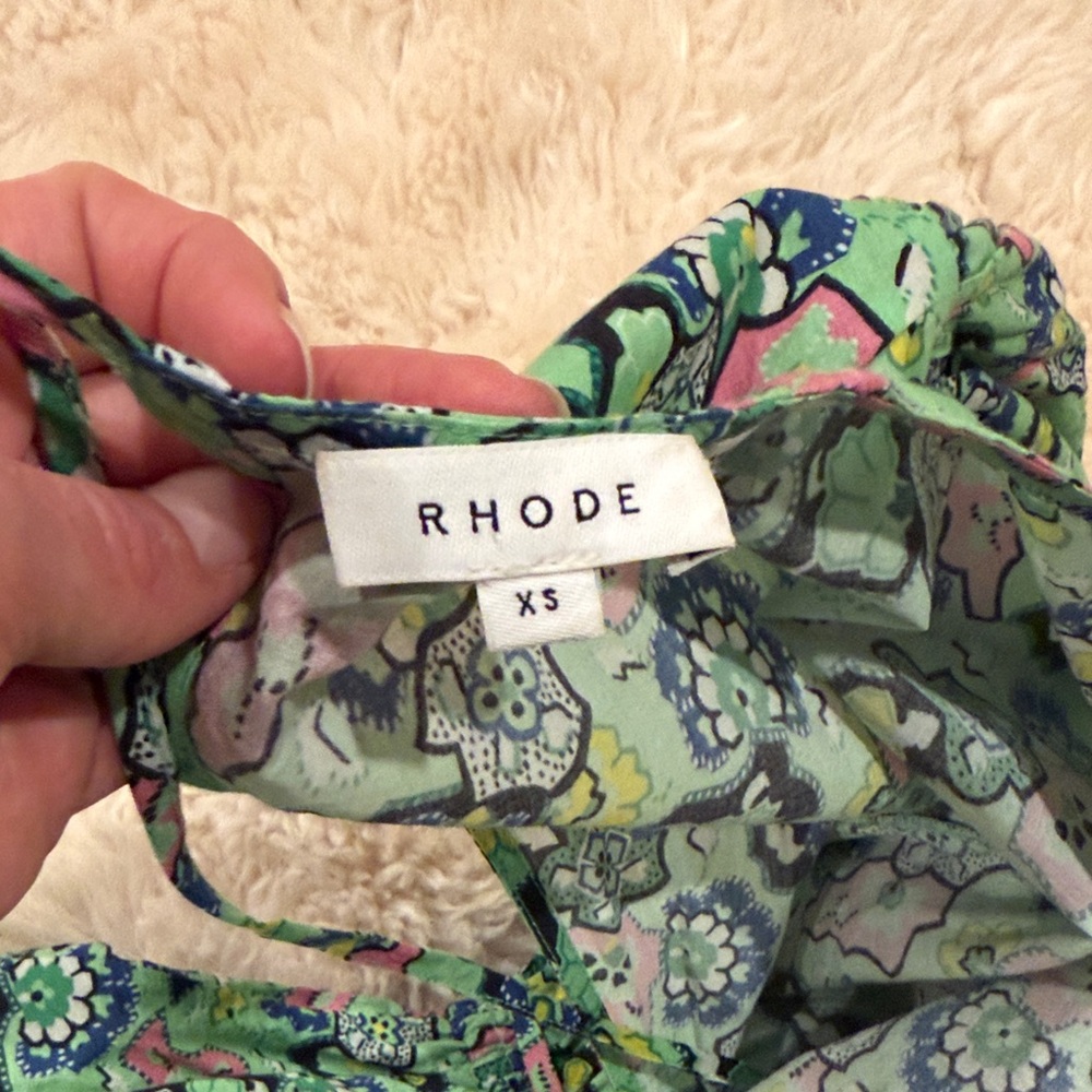 RHODE Dress in Green and Pink Floral XS - Picture 2 of 3